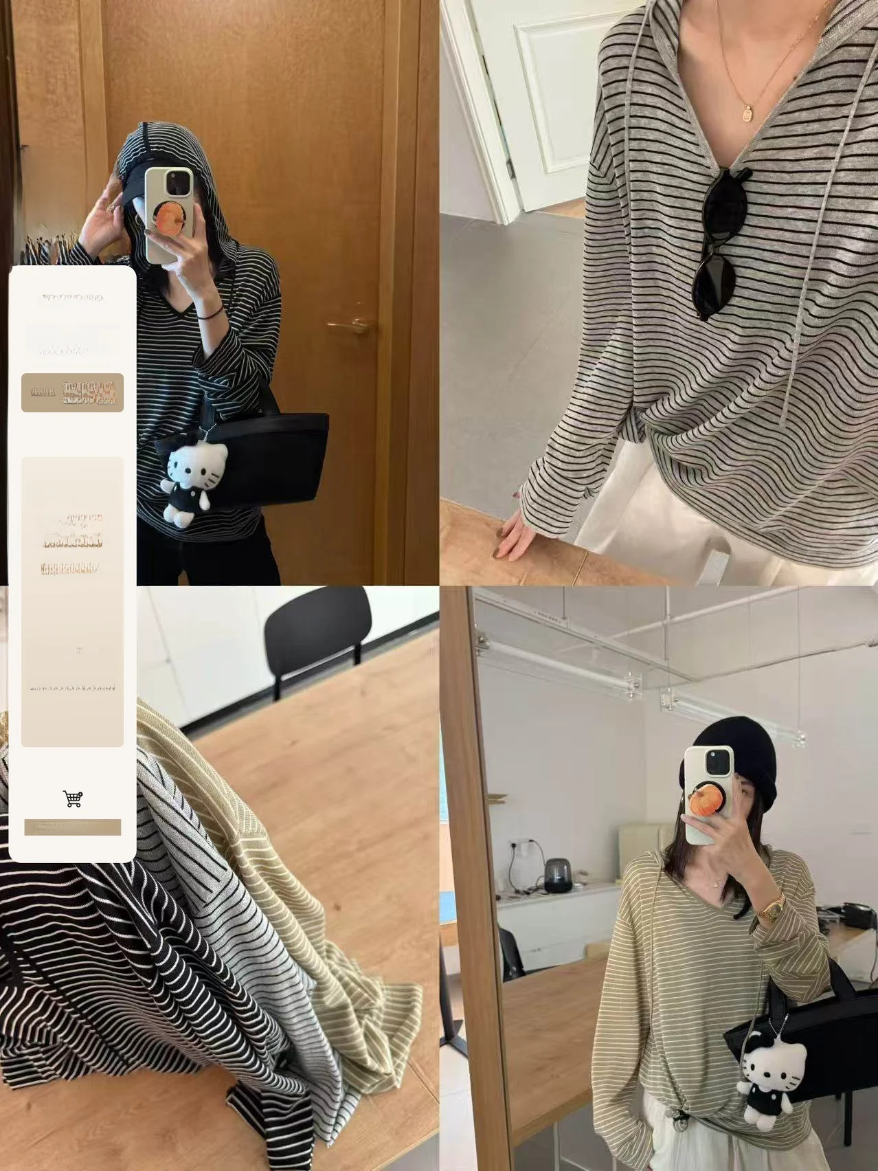 

Elielim Lazy Person Declaration Acetate Cotton Striped Hoodie Women's Loose Top Summer Sun Protection Casual Sle Long Sve