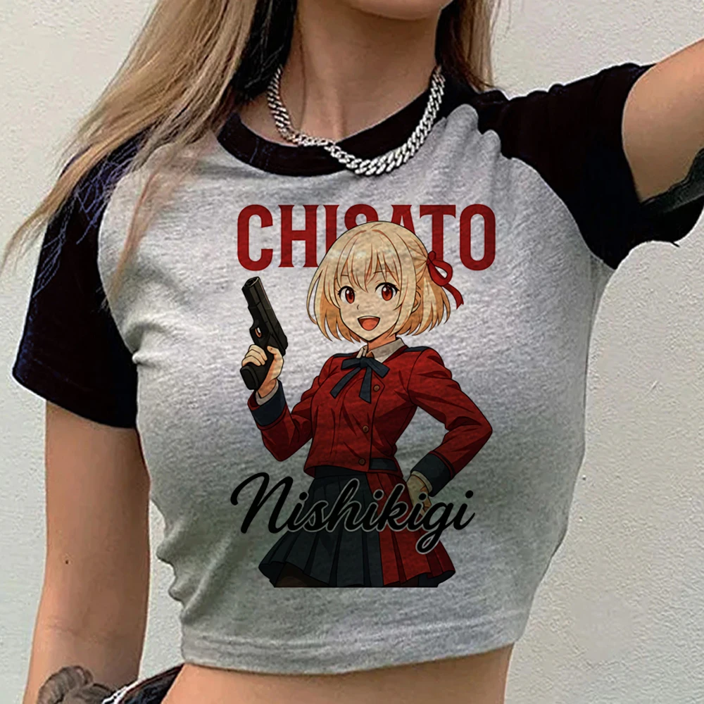 Lycoris Recoil crop top girl anime baddie manga harajuku 2000s top tees 2000s manga alternative  scene  dollette