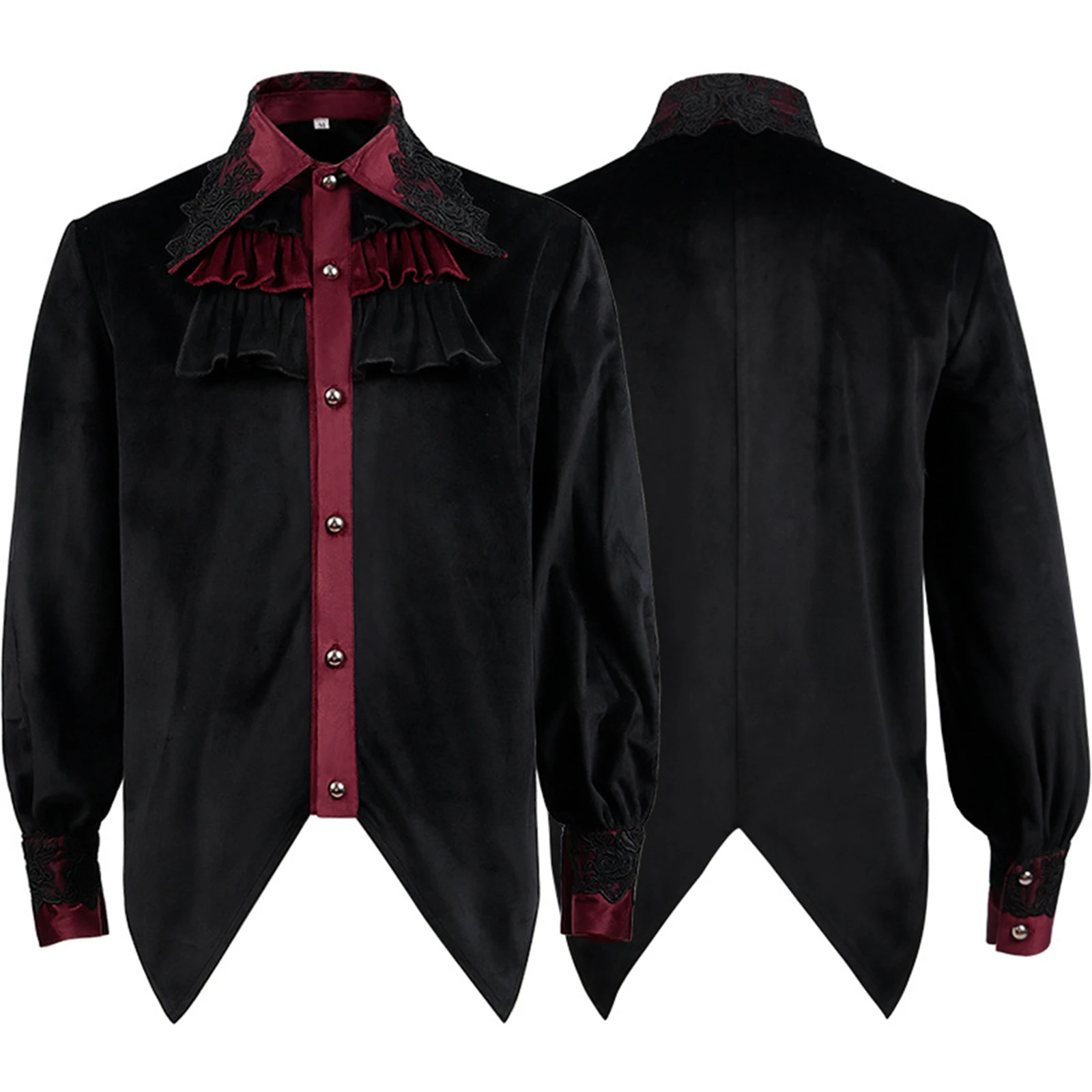 

Awwwcos Mens Vampire Gothic Shirt Renaissance Victorian Medieval Pirate Pleated Shirt Halloween Cosplay Party Costume Top