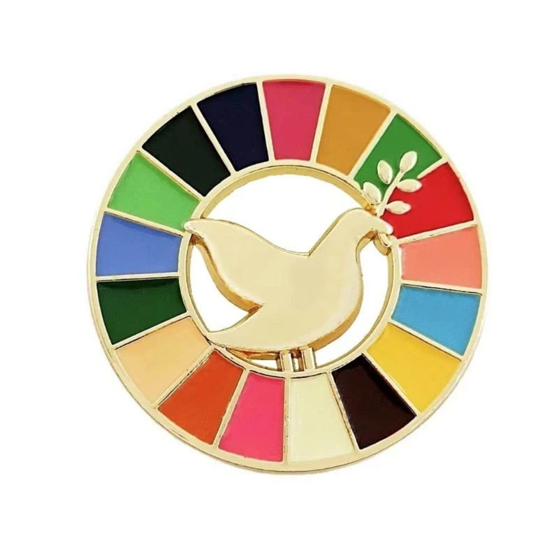 652F Peace Dove Enamel Lapel Pin Colorful Brooch Sustainable Development Goals Metal Badge Jewelry for Clothes Backpack