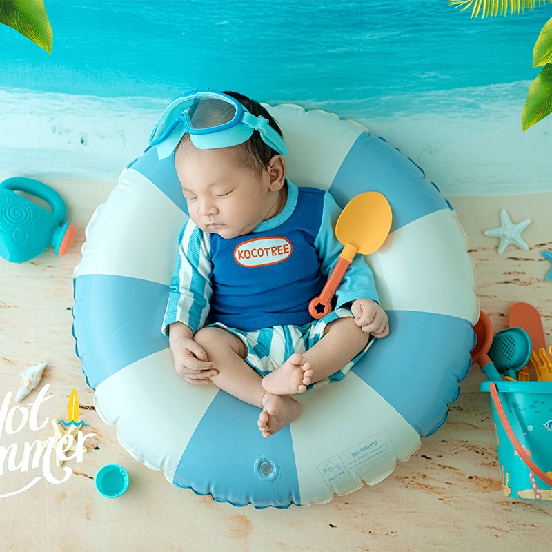 Estate Neonato Fotografia Vestito Costume da bagno per bambini + Anello da nuoto + Occhiali Set Conchiglia Puntelli da spiaggia Neonato Servizio fotografico Vestiti