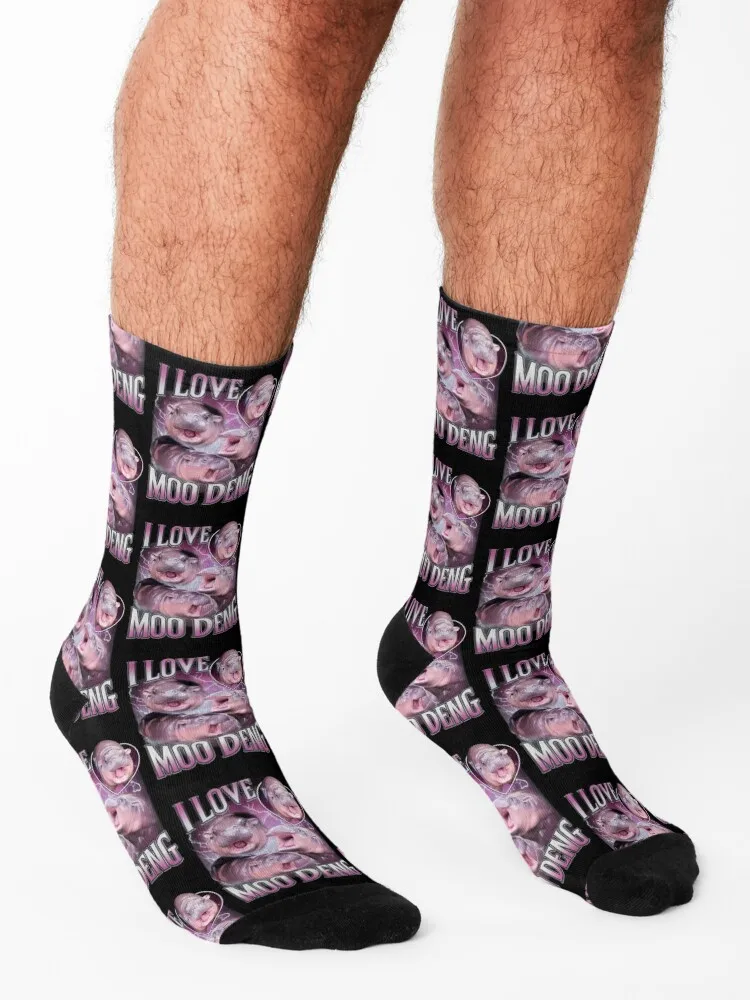 I Love Moo Deng Socks Soccer soccer anti-slip luxury sports stockings Designer Man Socks Women's