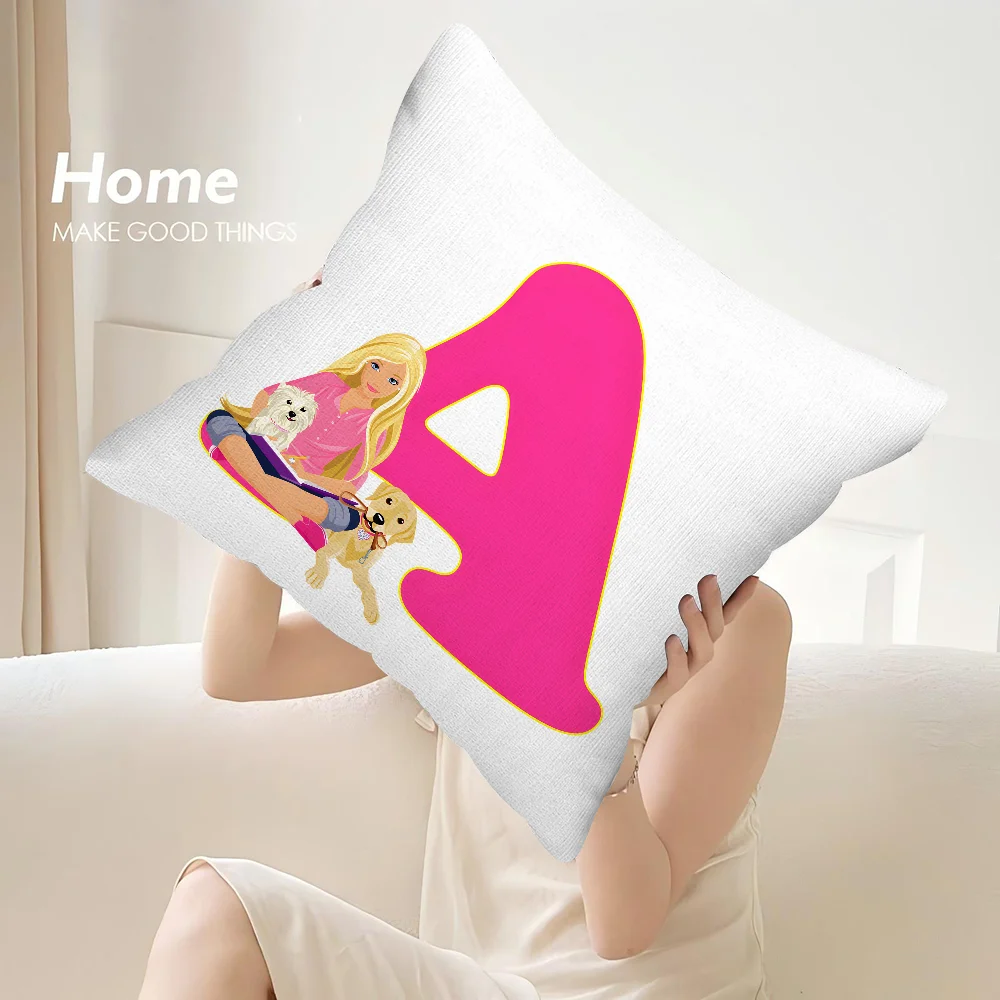 Abecedario B-BarbieES Pillow Case Sofa Decorative Home Double-sided Print Plush Square Throw Pillow Covers Cushion Decor Cover