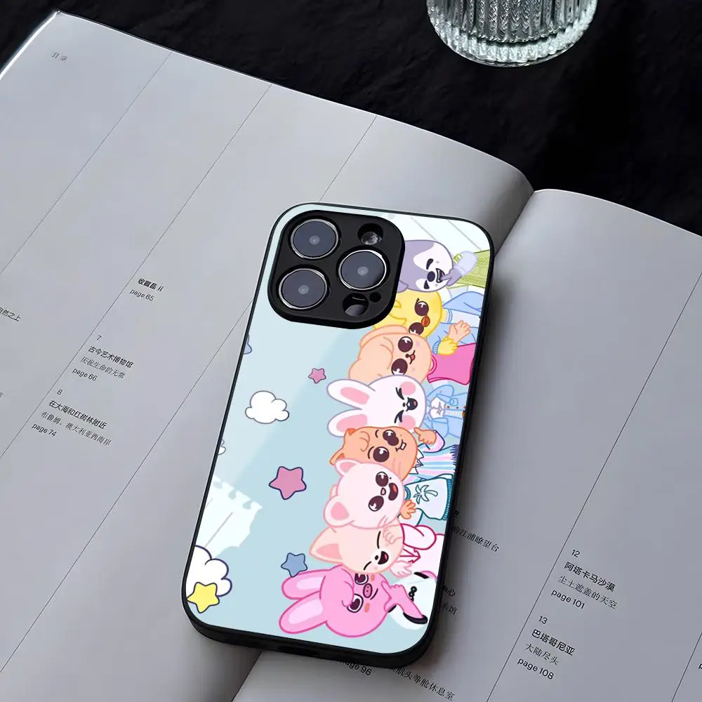 S-Stray Cartoon kids Phone Case Tempered Glass For iPhone 13 14 12 15 11 Pro XS Max Plus Mini X XR 8 7 6s SE2020 Coque