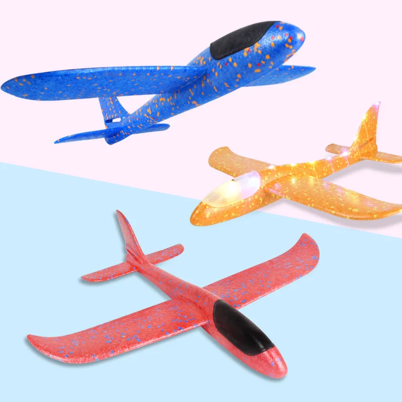 Foam Hand Throwing LED Airplanes Toy 48cm LED Flight Mode Glider Inertia Planes Model Aircraft Planes Outdoor Sport