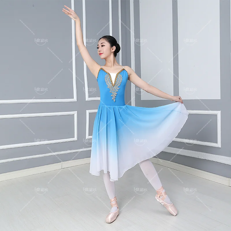 Long Adult Children Ballet Tutu Dress Party Practice Clothes Modern Dance Costumes Kids Tutu Ballerina Chiffon Ballet Dress Girl