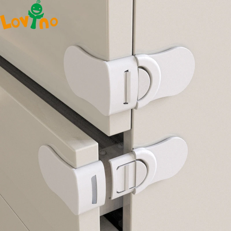 Baby Safety Drawer Lock Anti-Pinching Hand Cabinet Drawer Locks Plastic White Safety Buckle for Children Kids Protection