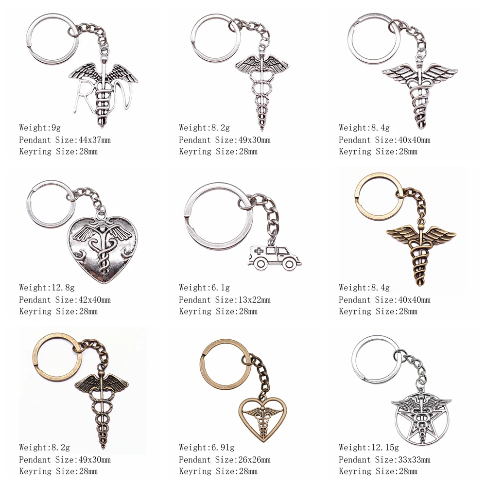 Nurse Doctor Needle Syringe Stethoscope EMT Caduceus Medical Symbol Brain Lungs Keychain Jewelry Medicine Graduate Gift