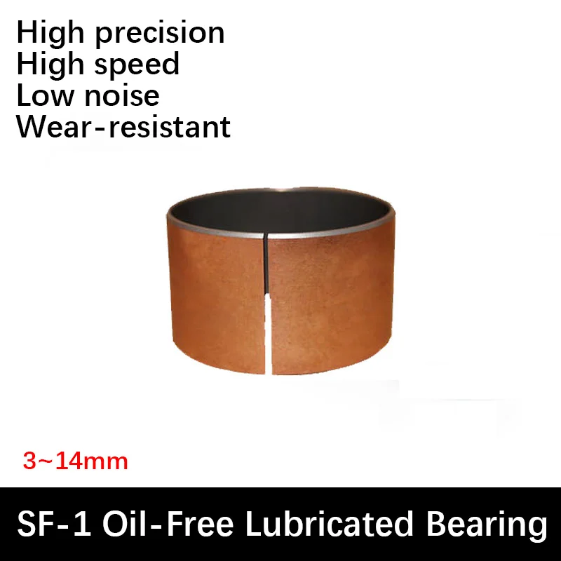 10pcs Precision Metal SF1 DU Composite Self-Lubricating Dynamic Oil-Free Bearings & Wear-Resistant Bushing Sleeves, ID 3-14mm.