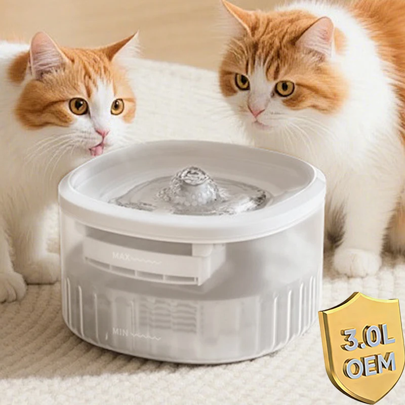 

3L Large Capacity Automatic Cat Water Fountain Multi-layer Filtration USB Charging Smart Cat Fountain Pet Supplies OEM