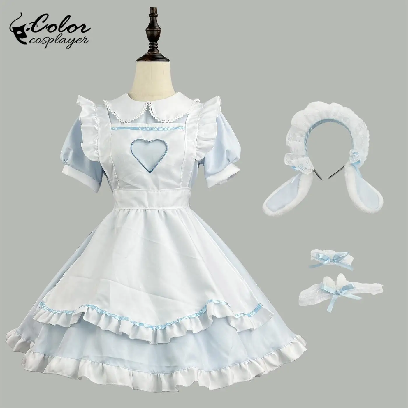 Farbe Cosplay Lolita Kleid Dienst mädchen Anzüge Kawaii Kleid Kurzarm Frauen Halloween Diener Cosplay Kostüm Mädchen Party Outfit