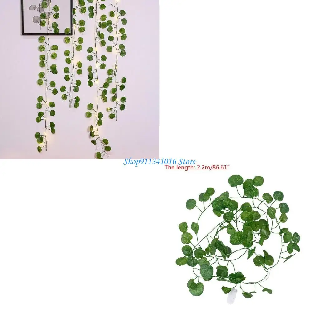 

25LED 7.2ft Artificial Rattan Begonia Vine Copper Wire String Lights for Wedding Party Garden Home Decor