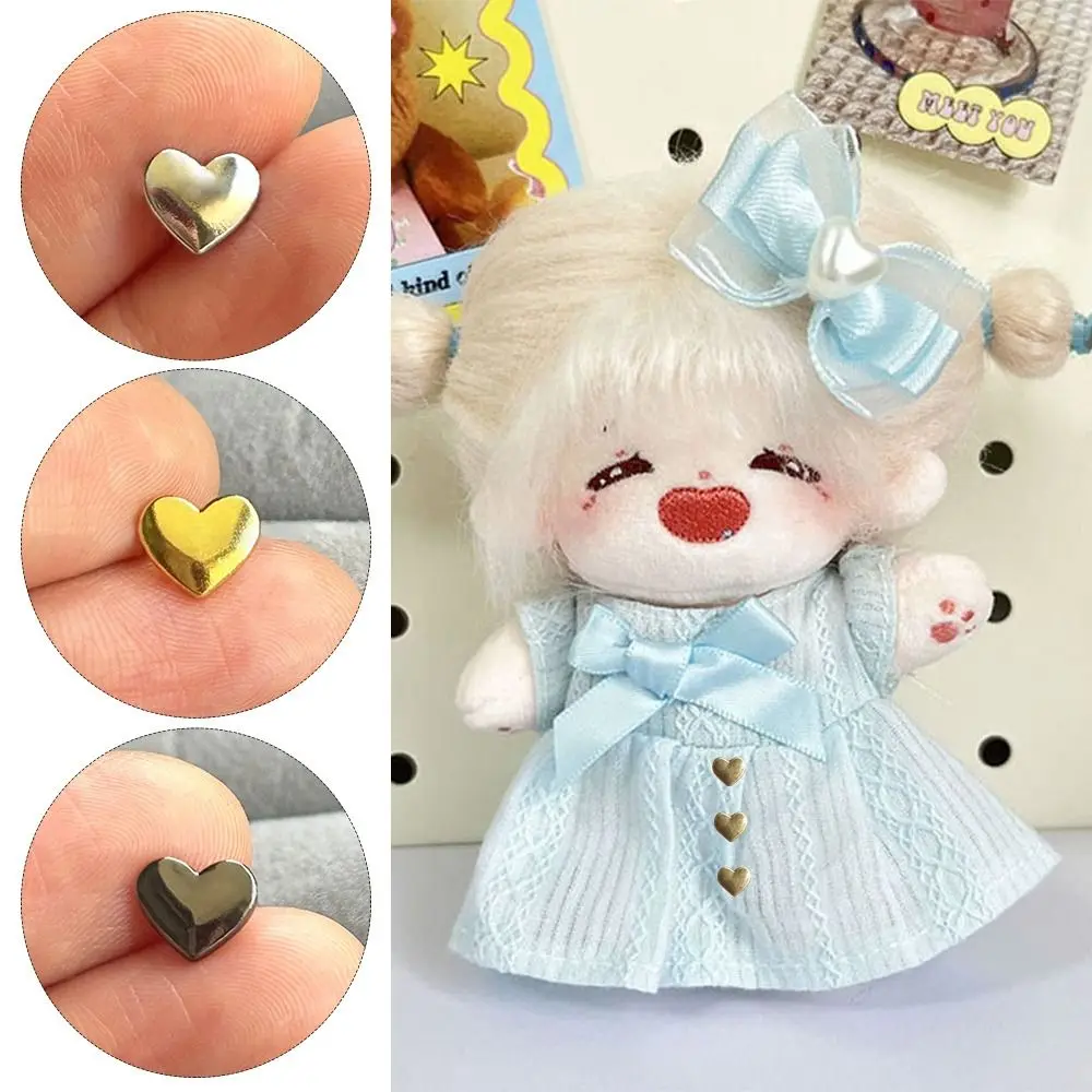 40pcs New 8mm Doll Heart Buttons DIY Mini Coat Buckles Handmade Ultra-small Doll Buckles 1/6 Doll Clothes Accessories