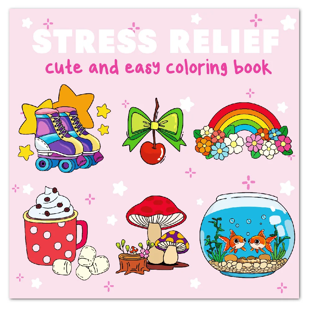 كتاب تلوين الرسوم المتحركة Bview Art: 22 صفحة من التصاميم اللطيفة والبسيطة للاسترخاء وتخفيف التوتر