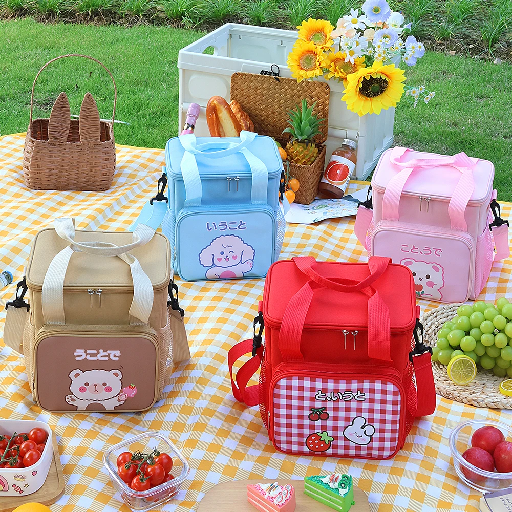 Duża pojemność izolowana gruba folia aluminiowa pudełko na Lunch przenośne studenckie w stylu kreskówki kreskówka ładny styl jedzenie na Lunch