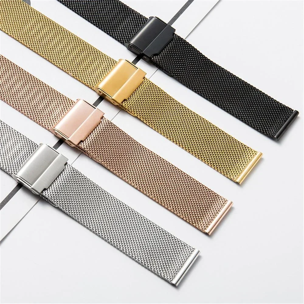 Milanese Loop Strap 18/20/22mm Stainless Steel Strap Folding Buckle Watchband Men Women Metal Replace Band Watch Accessories