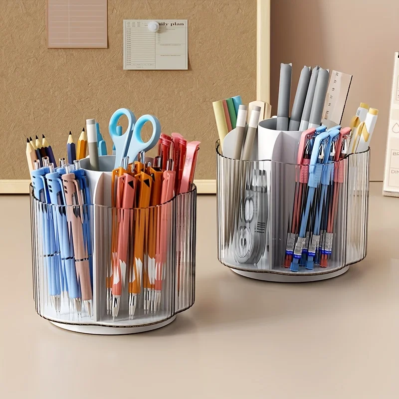 1pc   Container For Makeup Brushes, Pen Cups For Desk, Plastic Pencil Holder, Makeup Brush, Stationery Holder For School Rattan