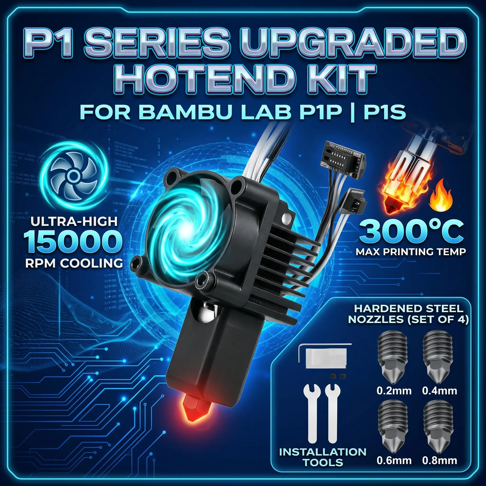 Nozzle 0.4Mm Hardened - Kit de Montagem Hotend para Impressora