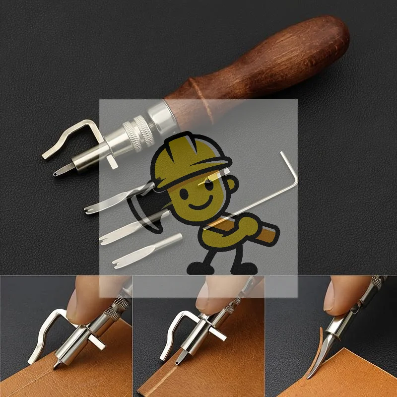 Leatherwork Edge Beveler - 7 in 1レザーグルーバーツール、プロ仕様調整可能ステッチング作業ツール、折り目加工エッジベベラー、レザー彫刻カッティングツールキット（DIY用）