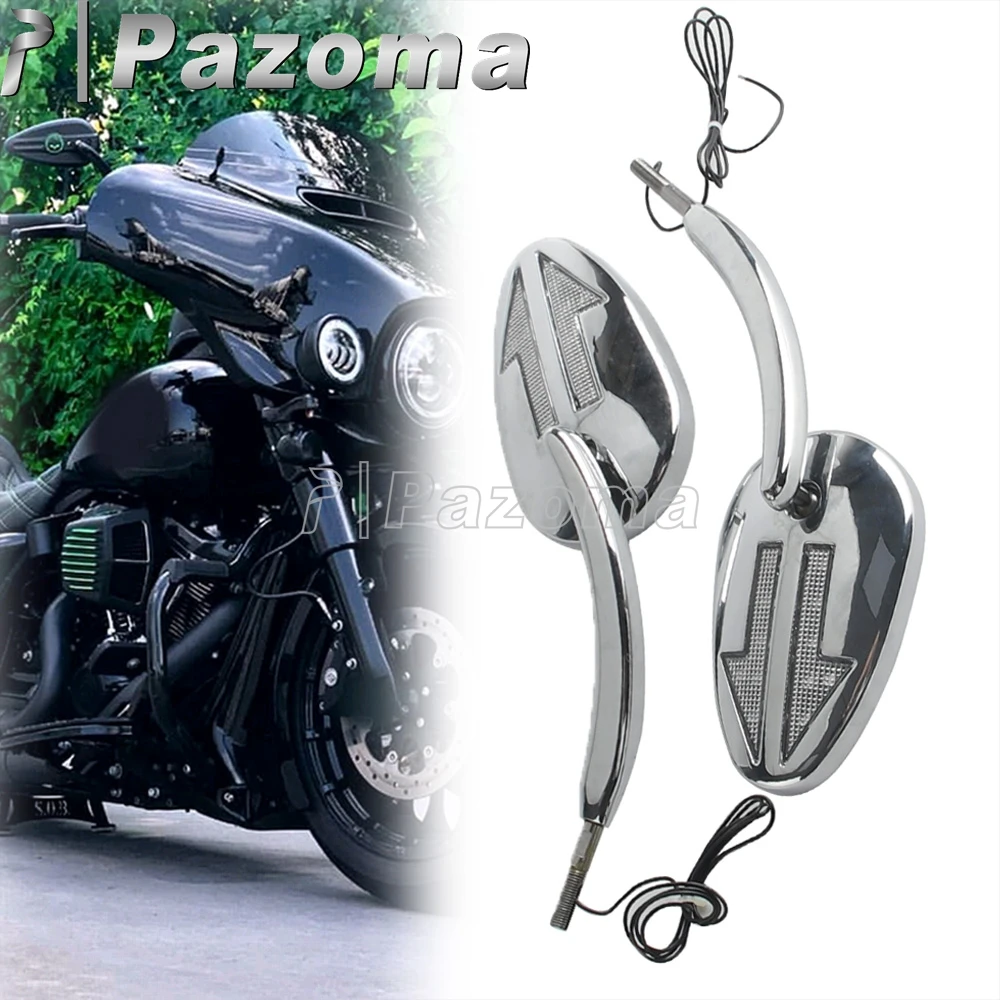 

Motorcycle Rearview Mirrors With LED Turn Signal Light For Harley Touring Electra Glide Street Glide Tri Glide Ultra Limited CVO