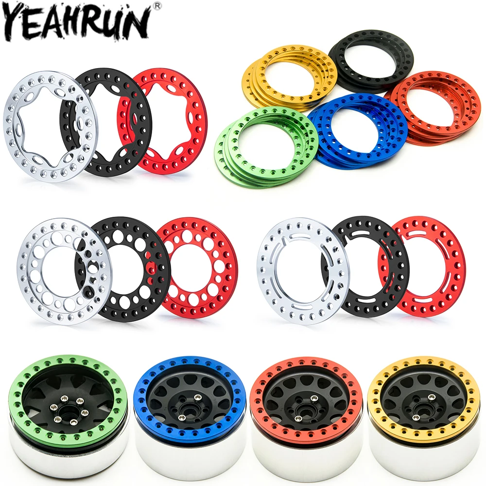 YEAHRUN 4PCS Aluminum Alloy 2.2inch Wheel Outer Beadlock Ring for 1/10 RC Crawler Axial SCX10 TRX4 TRX6 D90 2.2 Wheel Rims