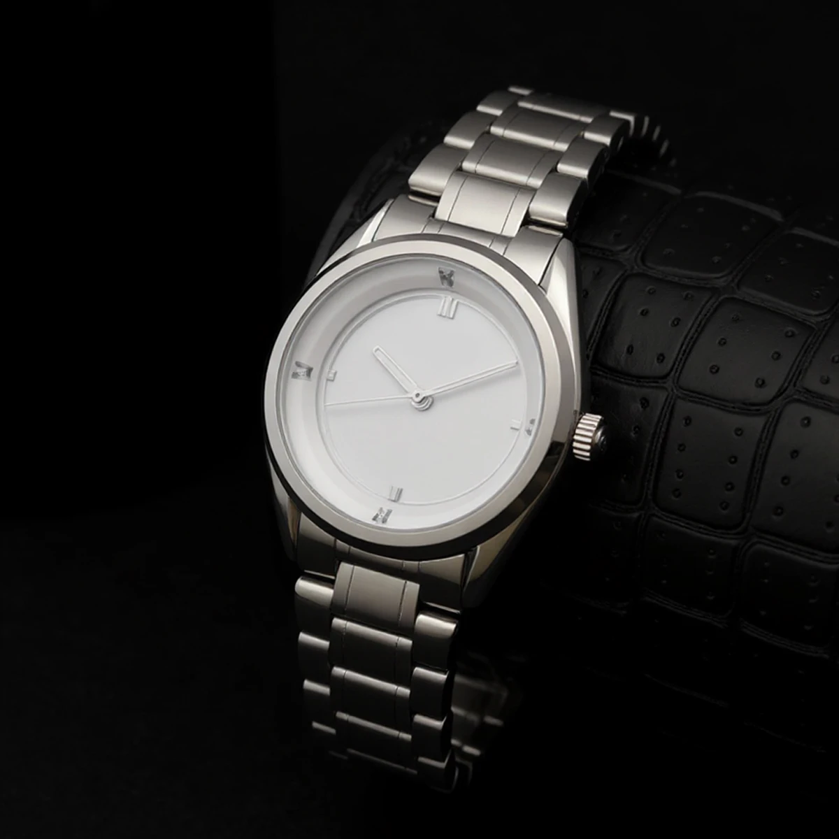 Silver Watch Case Fit 33.5mm Dial For Seiko Grand NH35/NH36/34/4R Automatic Movement Sapphire Crystal Strap Mod Parts view 3