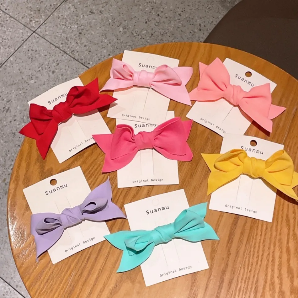 

8pcs/lot Internet Celebrity Cute Sweet Princess Candy Color Bow Hairpin Girl Versatile Ponytail Top Clip Fabric Hairpin ZX07