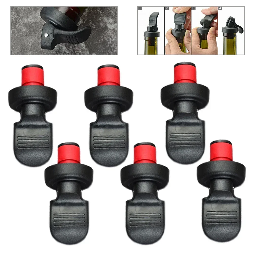 

6 Pcs Silicone Wine Bottle Stopper Beer Stopper Cork Sparkling Leak Proof Champagne Bottle Sealer Stoppers Wine Bar Accessories