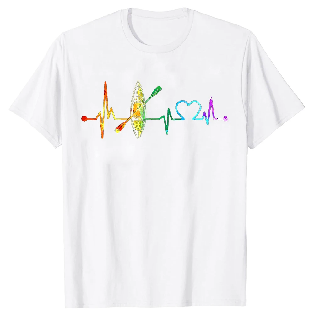 Kayaking Lover My Heartbeat Is A Kayak Vintage Color T Shirt for Men New Tops Tees Cotton Male T Shirt Simple Style Short Sleeve