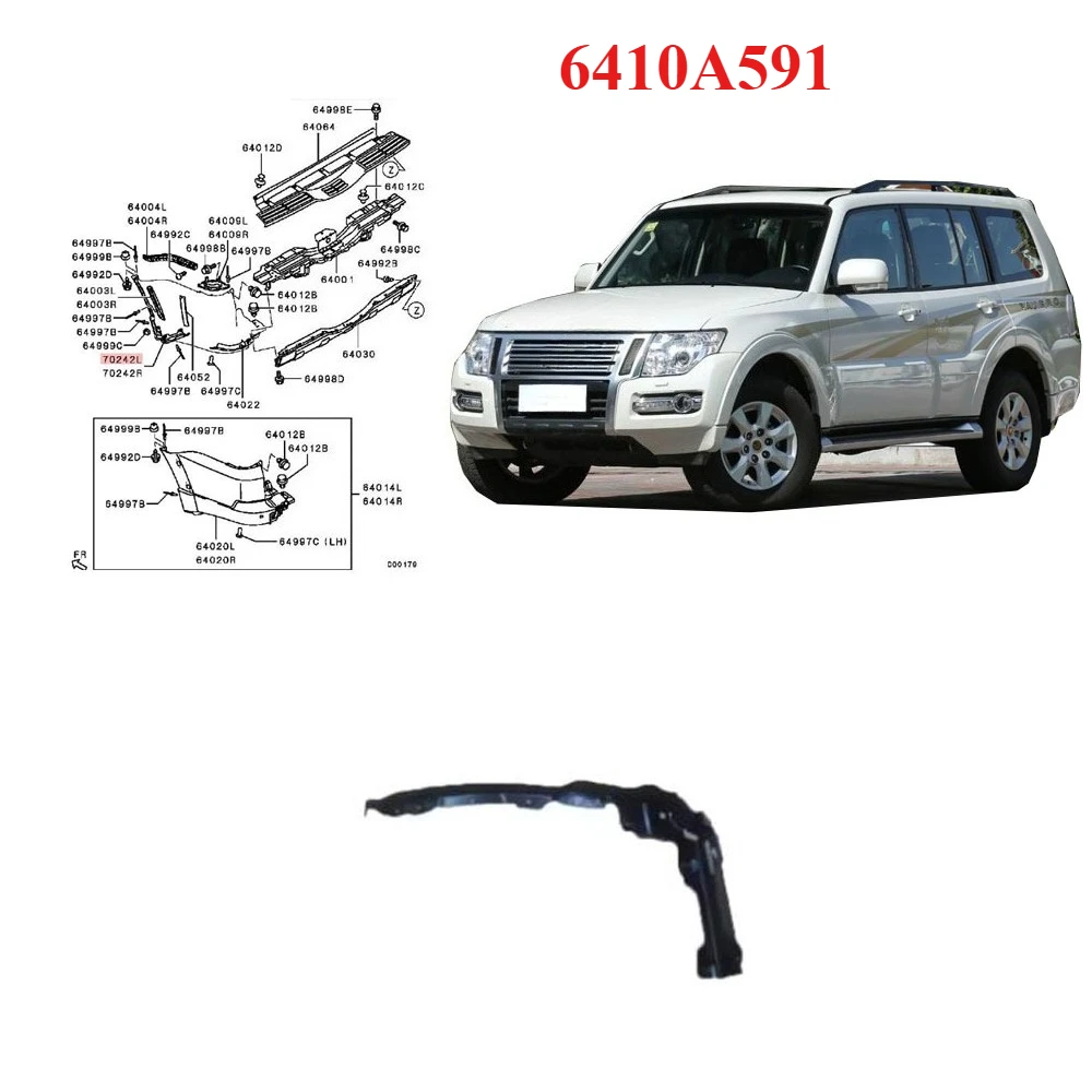 1 шт. 6410A591, железная опора заднего бампера для Pajero V93, кронштейн крыла заднего колеса для Montero V98 Shogun V97