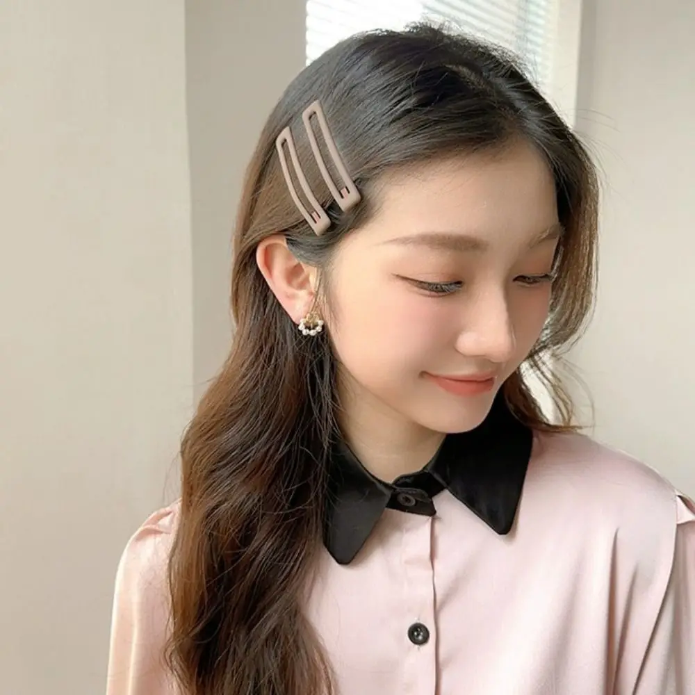 

6pcs/set French Korean Style Rectangle Hairpins Frosting Metal Geometry Barrettes Hair Clip Barrettes Daily