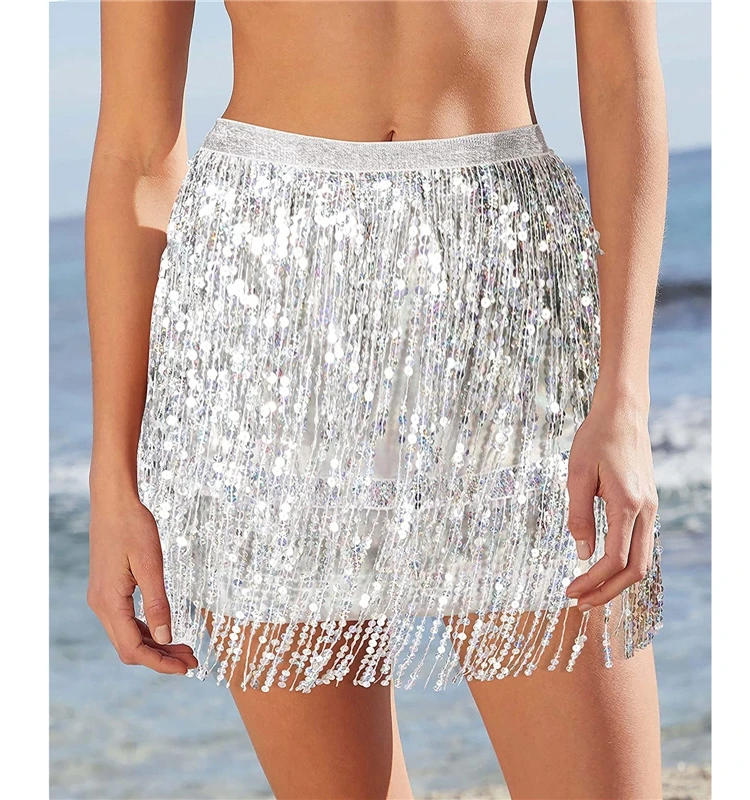 

Women's Latin Dance Sequin Gold Foil Skirt ort Street Sle Color Summer 2023 Faionable iny Skirts for Women