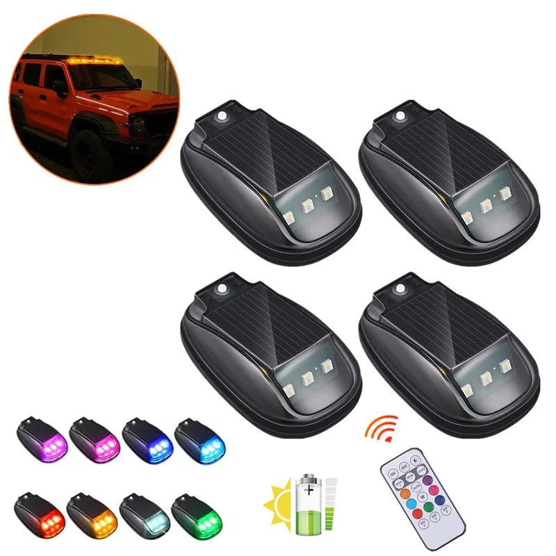 

Pickup Truck Roof LED Solar-powered Strobe Light Car Flash Warning Signal lights Remote Control Wireless Running Lamp for SUV