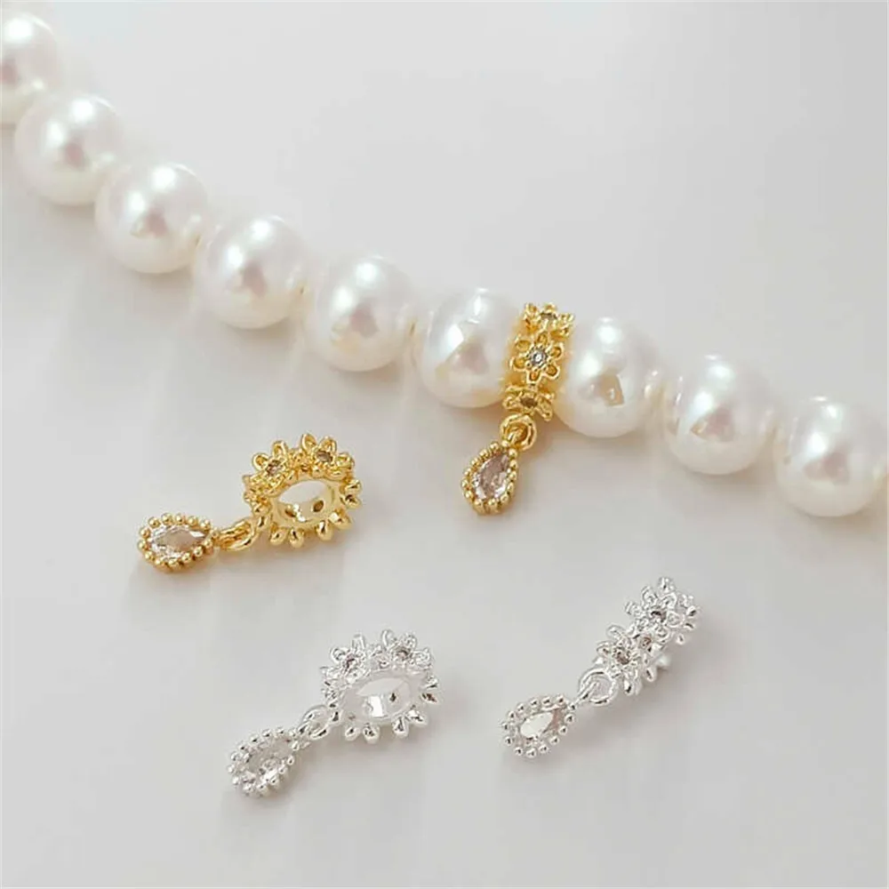 

Серебряная 14-каратная позолоченная цирконовая гирлянда, подвеска из бисера с каплями воды, браслет «сделай сам», ожерелье, веревочный орнамент, ювелирный аксессуар