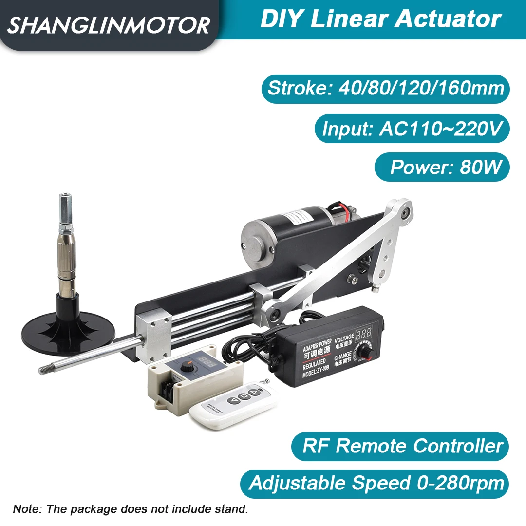 Reciprocating DC Motor Remote Control Kit Adjustable Stroke 40-160mm Speed 280rpm 150rpm Lower Noise High Power 80W Engine