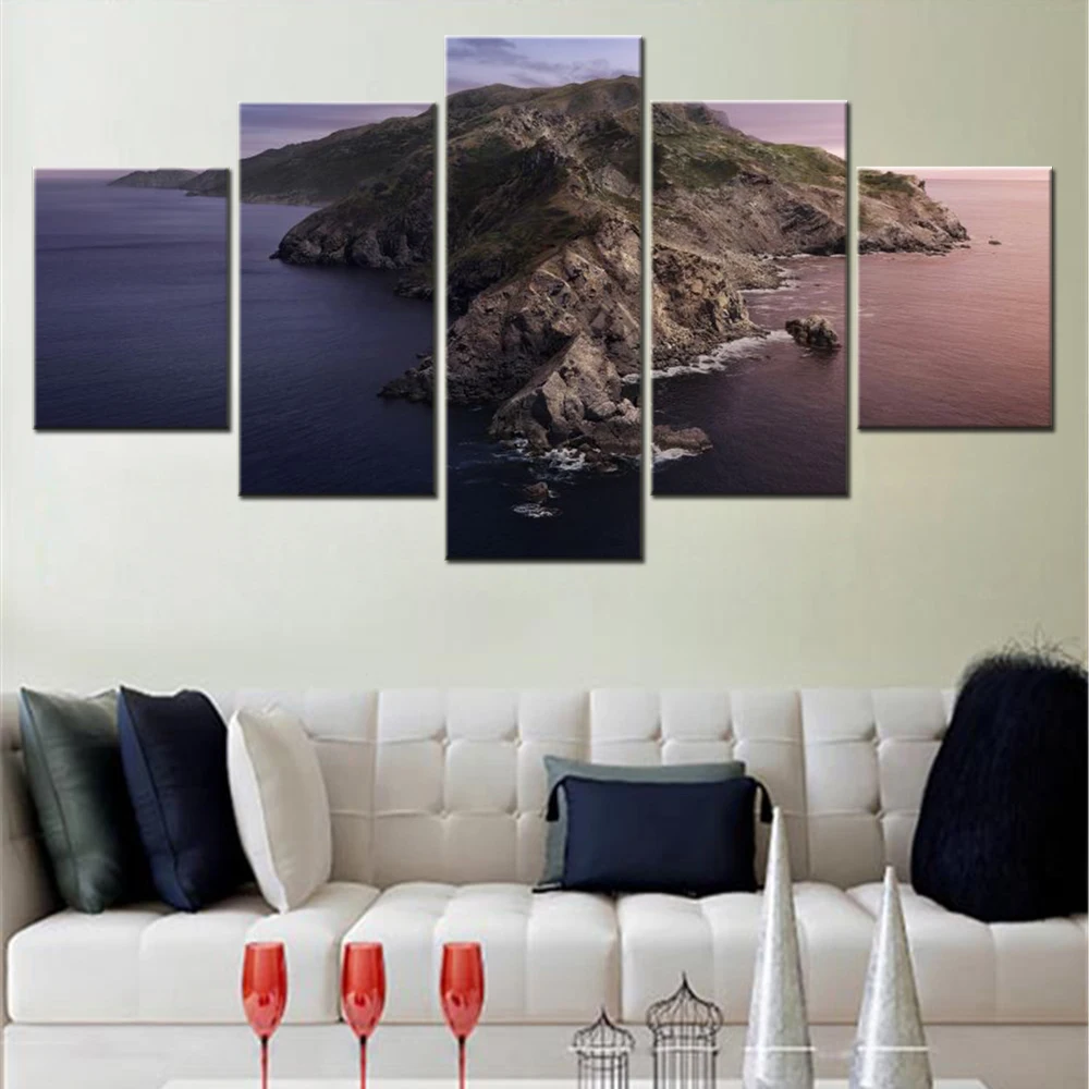 5 Pieces Canvas Wall Arts Poster Painting Landscape Nature MacOS Catalina Wallpaper Home Decor Living Room Picture Print Artwork