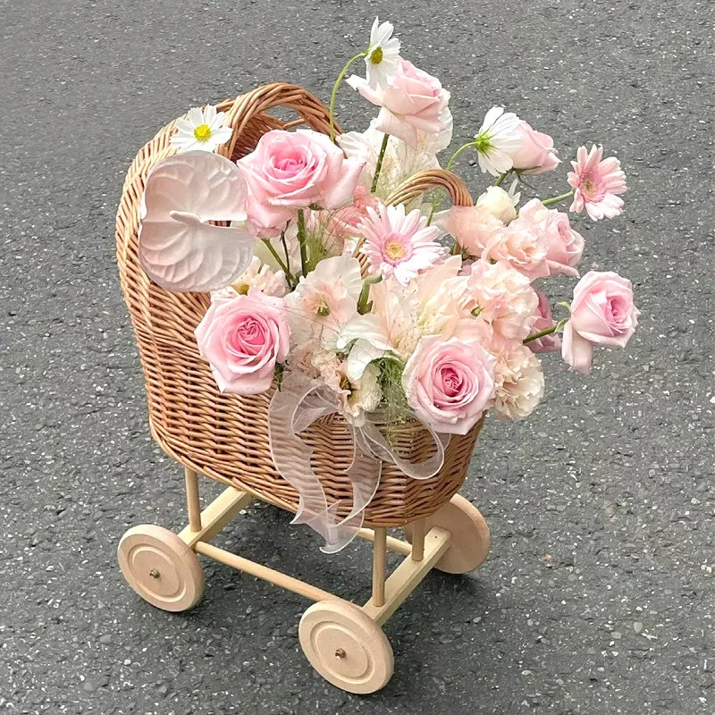 

Rattan walker cart seat baby room decoration kindergarten play photography props