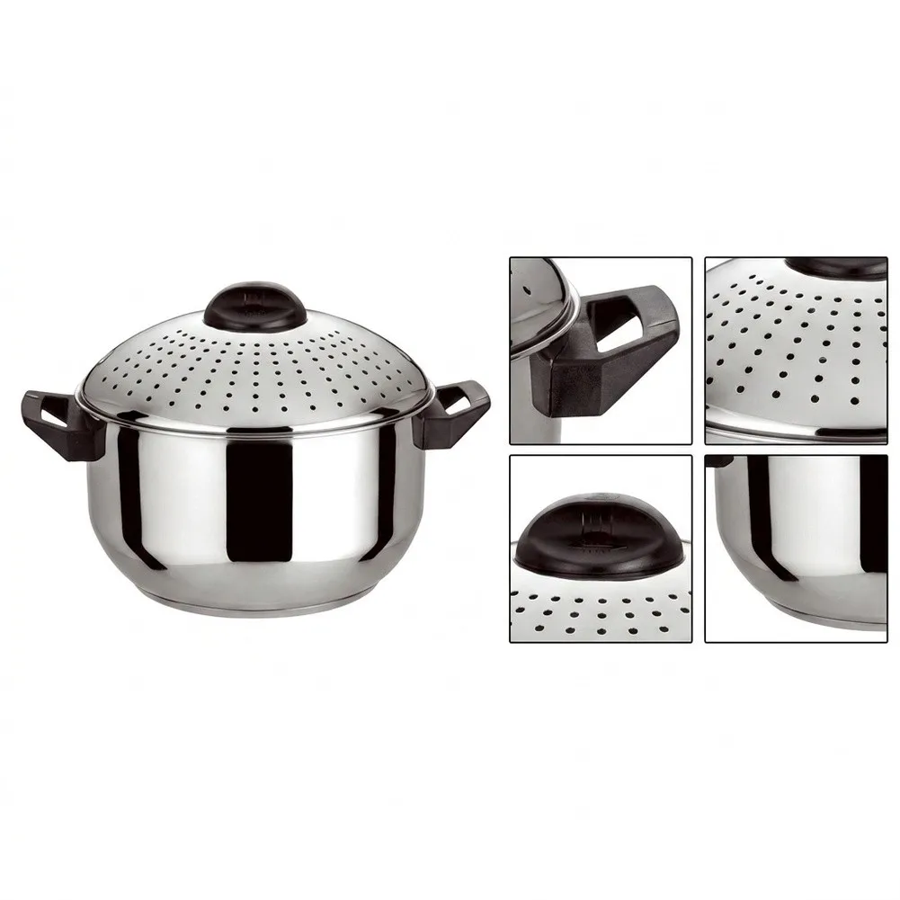 Stainless Steel Pot with Perforated Lid for Pasta Drainage Rice Rinsing Soup Boiling and Straining of Fruits Vegetables view 6