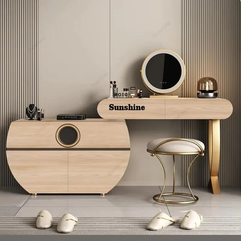 

Beige European Vanity Table Storage Organiser Beauty Modern Luxury Makeup Table Space Saving Tocador Mueble Furniture For Home