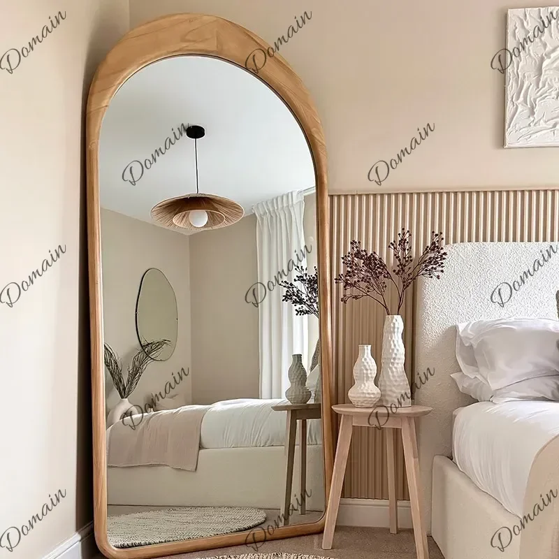 9X Living Room Decorative Mirrors Vintage Nordic Wooden Standing Mirrors Full Body Bedroom Princess Espejos De Piso Home Decorat
