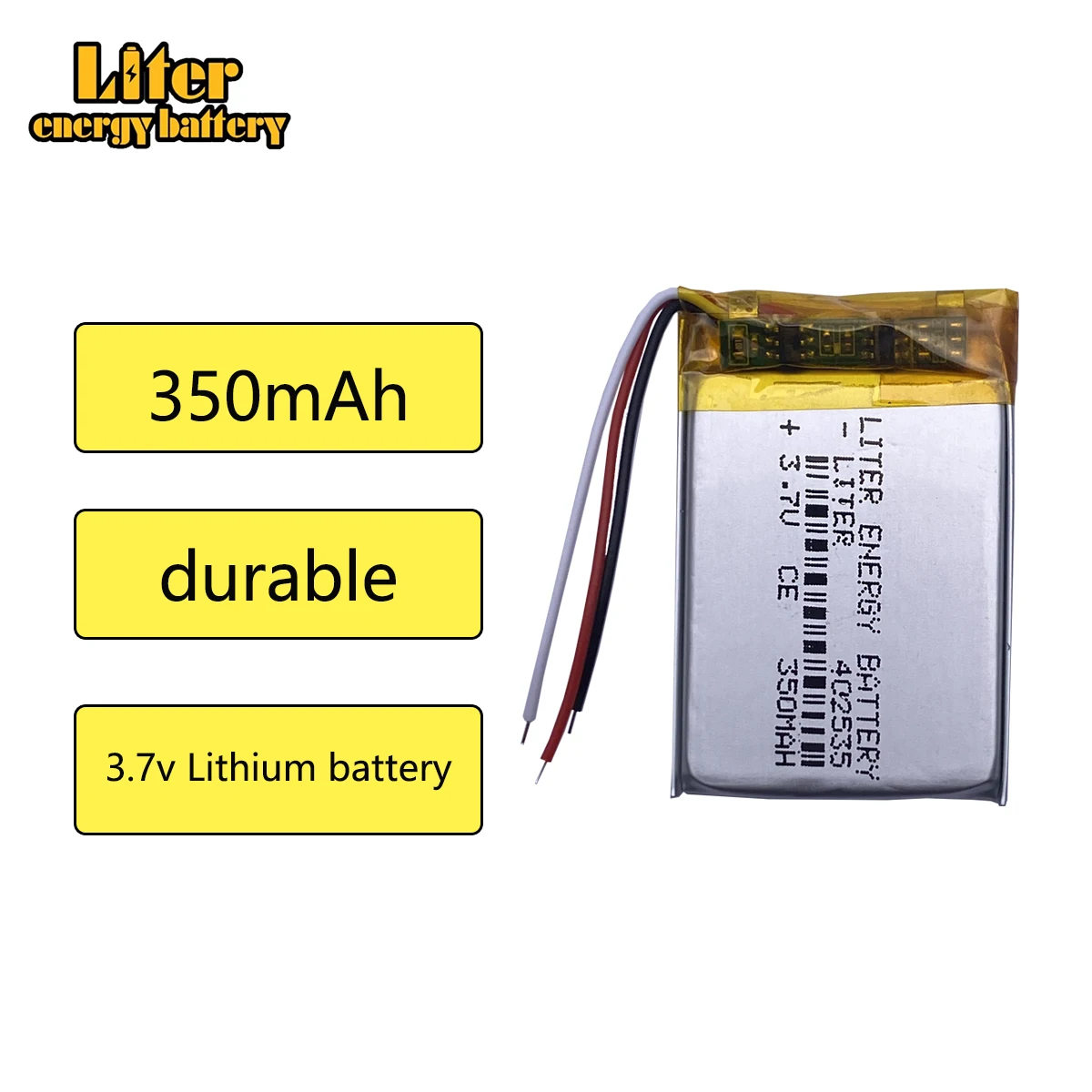 充電式リチウムイオン電池,3ライン,3.7Vポリマー,402535 mAh,GPS,車のレコーダー,電子犬の接続時計用,350