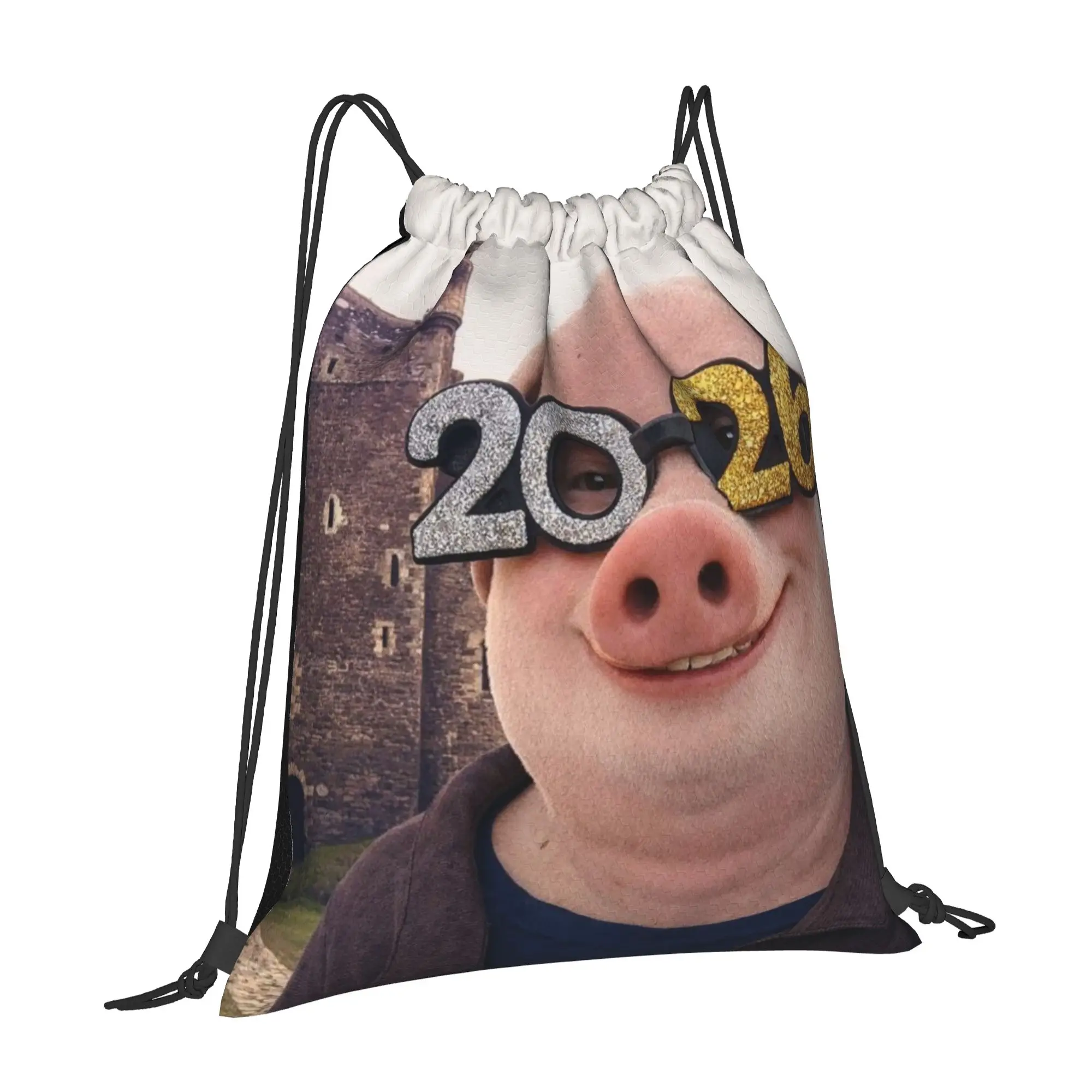 john pork is calling 5 John Pork Multi-function Pocket Men Women Storage Backpack Teenager Travel Bag Print Drawstring Bags