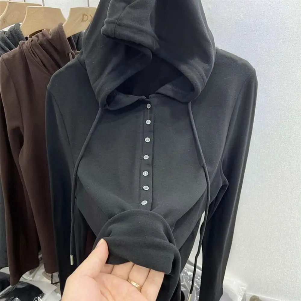 Thermal Velvet Hooded Long Sleeve T Shirt Women Winter Slim Base Layer Pullover Soft Comfortable Casual Top Tee