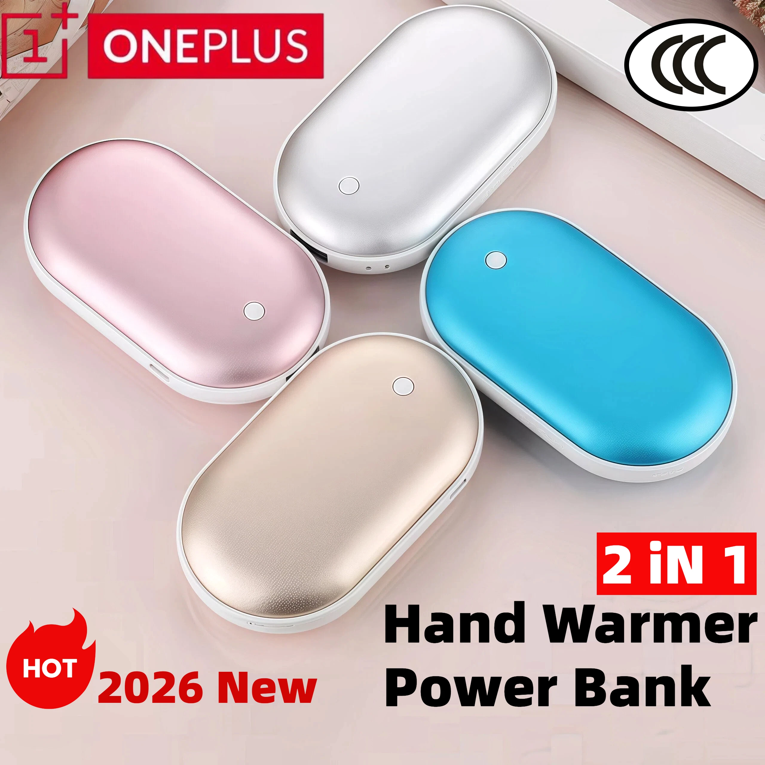 

ONEPLUS грелка для рук Power Bank двустороннее отопление портативный внешний аккумулятор 2-в-1 USB быстрая зарядка электрический обогреватель 2026 НОВЫЙ