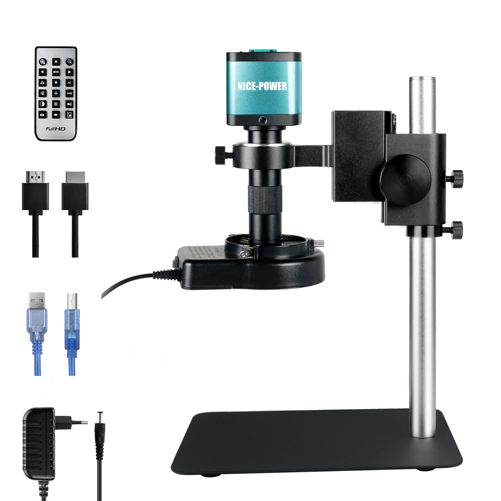 NICE-POWER مجهر رقمي 48MP 1080P مجهر فيديو صناعي 150X عدسة تكبير مصباح مصمم على شكل حلقة لحام إصلاح الإلكترونية