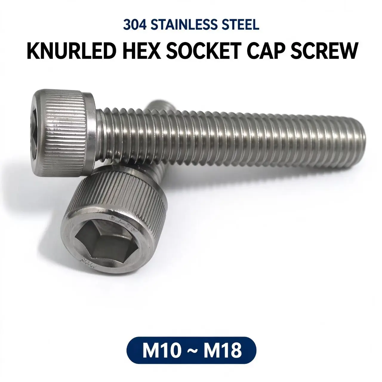 304 Stainless Steel Knurled Internal Hex Cup Head Screw Bolt M10 M12 M14 M16 M18 DIN912 Direct from Factory, Fast Delivery