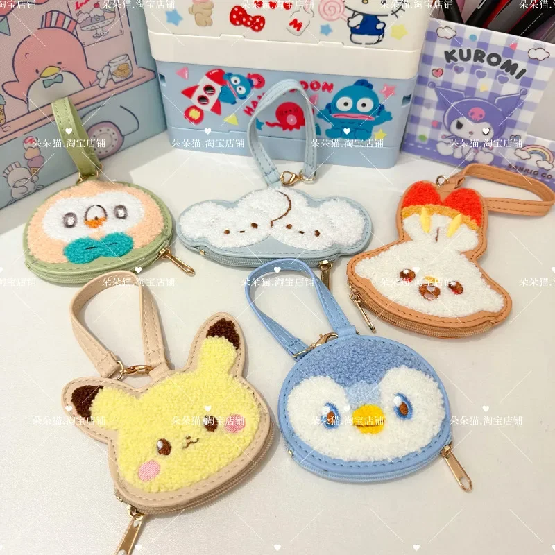 Weiche Pikachu Piplup Rowlet Scorbunny Tandemaus Münzbörse aus PU-Leder mit Reißverschluss für die tägliche Aufbewahrung, Geschenk für Fans