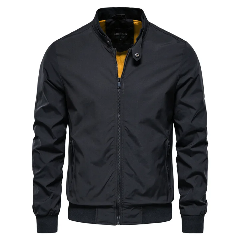 

Men Casual Bomber Jacket Spring Autumn Stand Collar Zip Up Lightweight Windproof Daily Outerwear