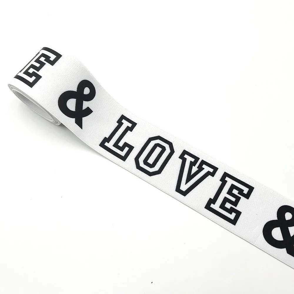 1 Meter/Lot 50MM Stone BOSS DREAM LOVE Print Letters Elastic Strap Stripe DIY Garment Webbing Trouser Belt Sewing Accessories