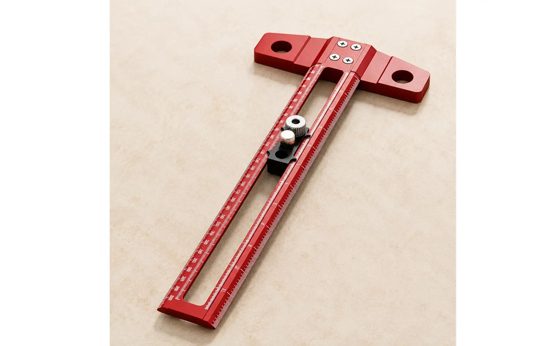 T-Square Ruler Aluminum Alloy Carpenter T Ruler Woodworking Marking Gauge Drill Hole Guide Hand Tool for Carpenters